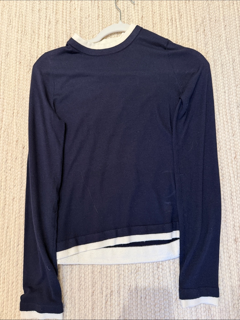 Mango Double Layer Navy Long-Sleeve Top